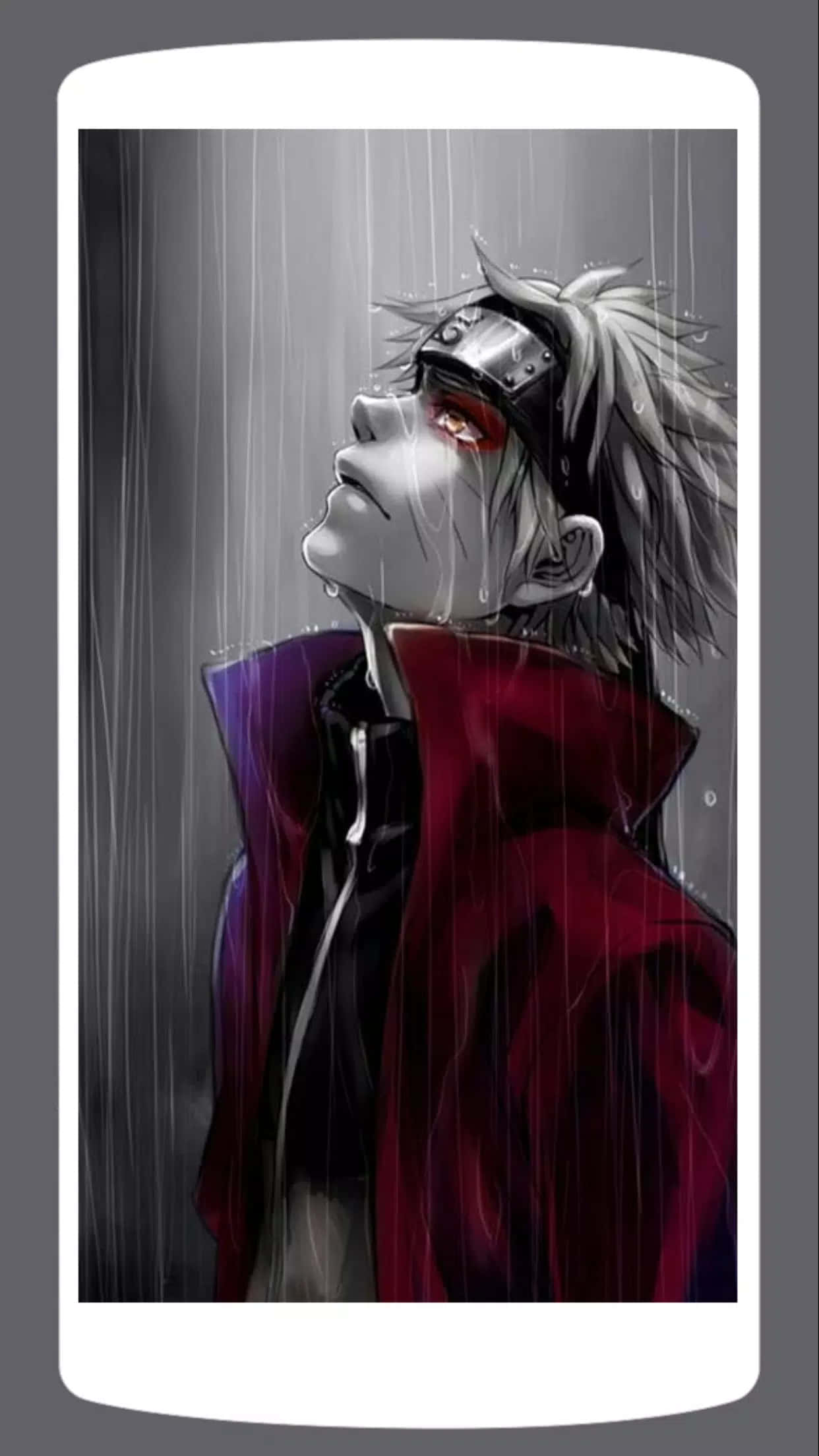 silver-haired anime character, red eyes, headband, Full HD Phone Wallpaper