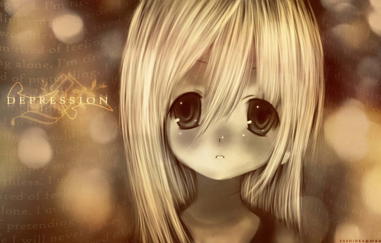 Depressed Anime, blonde hair, tearful eyes, HD Desktop Wallpaper