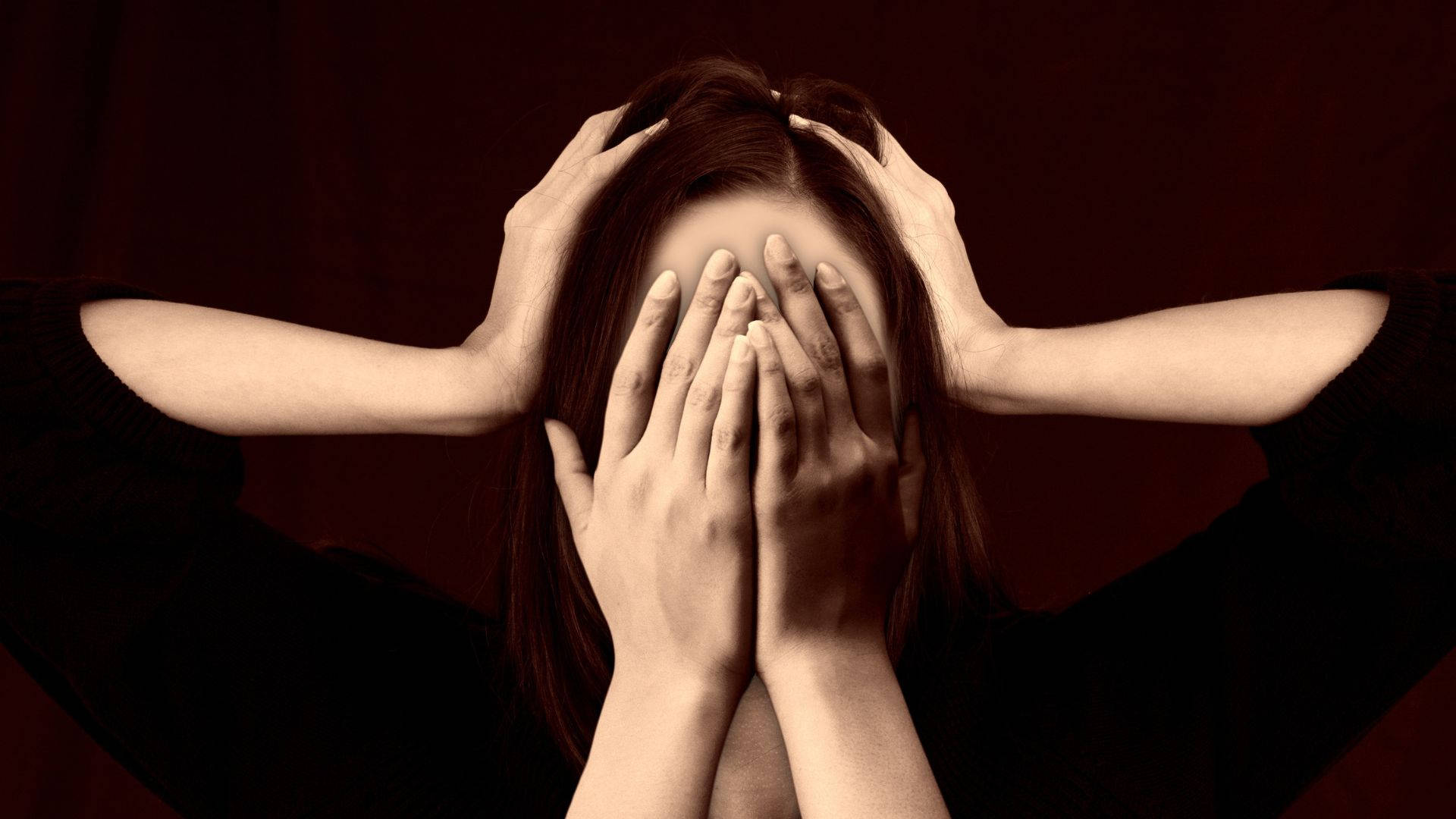 psychology, depressed woman, face palm, Full HD Desktop Wallpaper