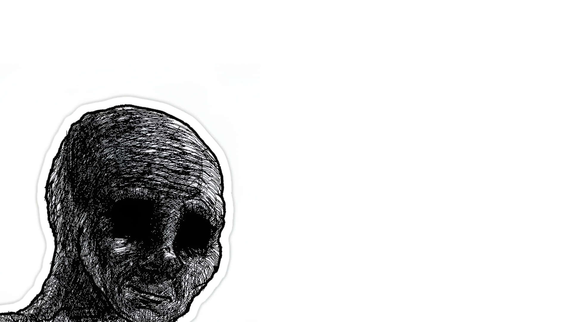 black and white sketch, humanoid alien head, large dark eyes, Full HD Desktop Wallpaper