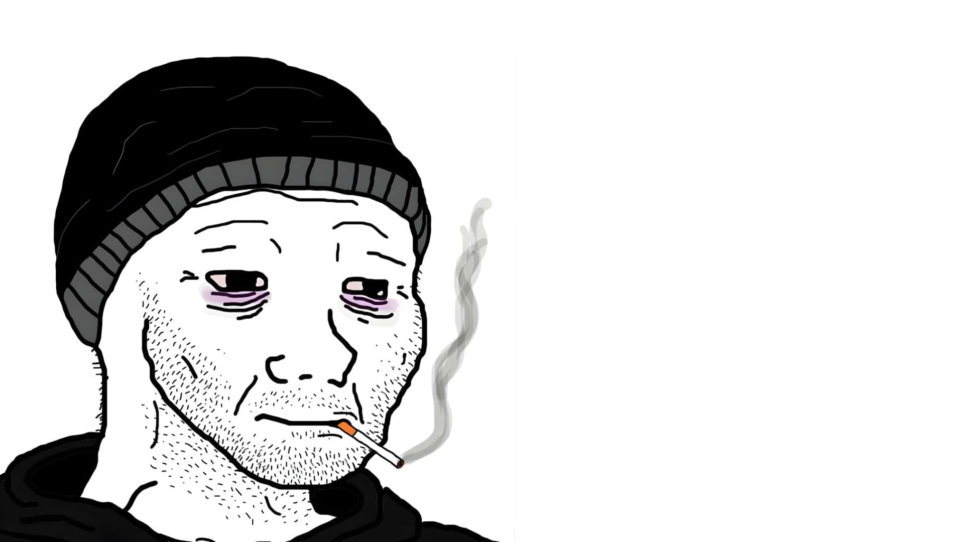 Depressed Face Meme, black beanie, cigarette, Full HD Desktop Wallpaper