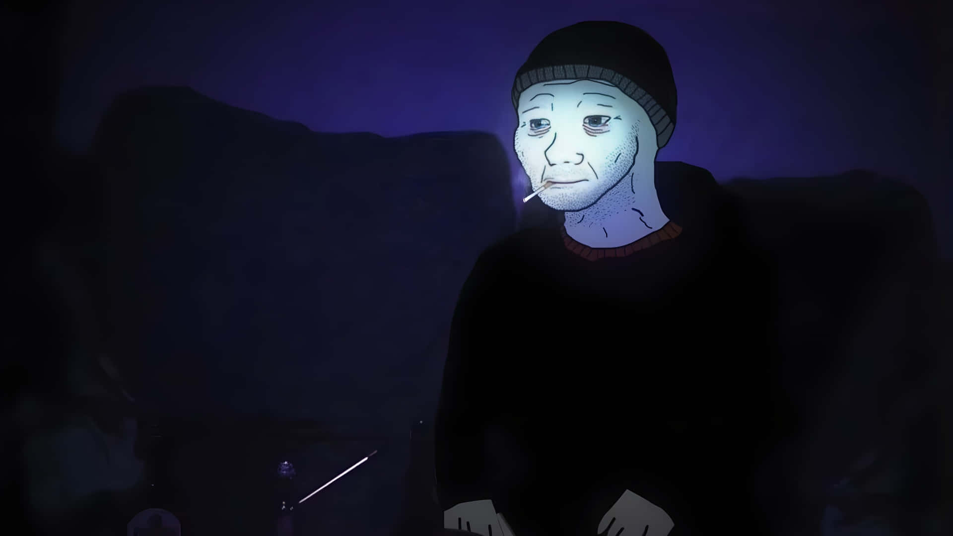 Depressed Face Meme, beanie, cigarette, Full HD Desktop Wallpaper