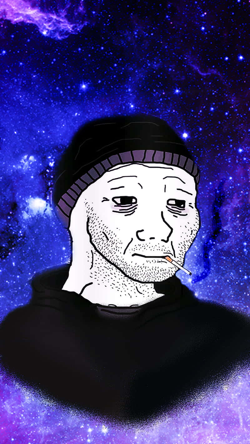 beanie, cigarette, vibrant purple and blue cosmic nebula backdrop, HD Phone Wallpaper