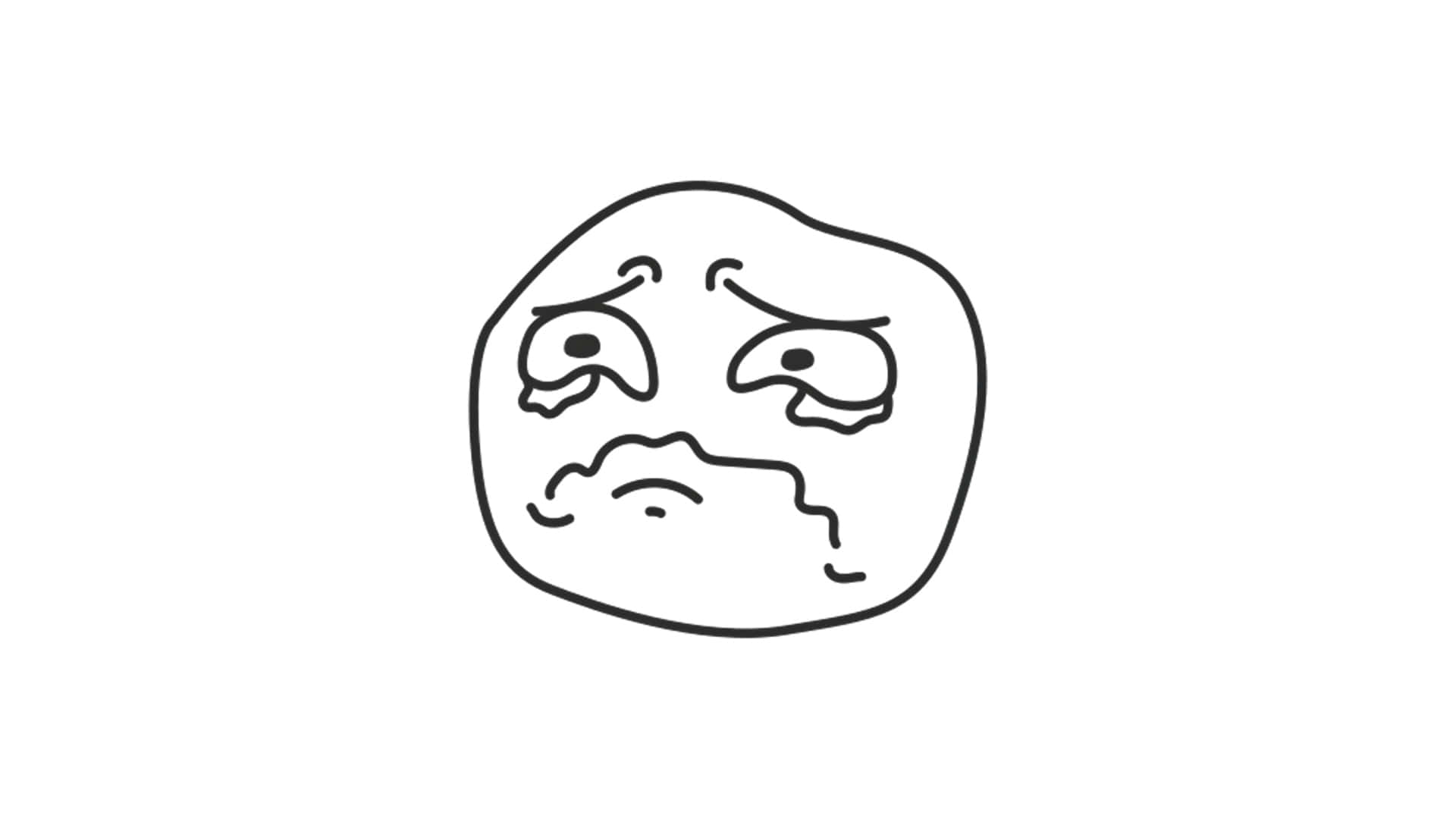 Depressed Face Meme, black line drawing, crying face, Full HD Desktop Wallpaper