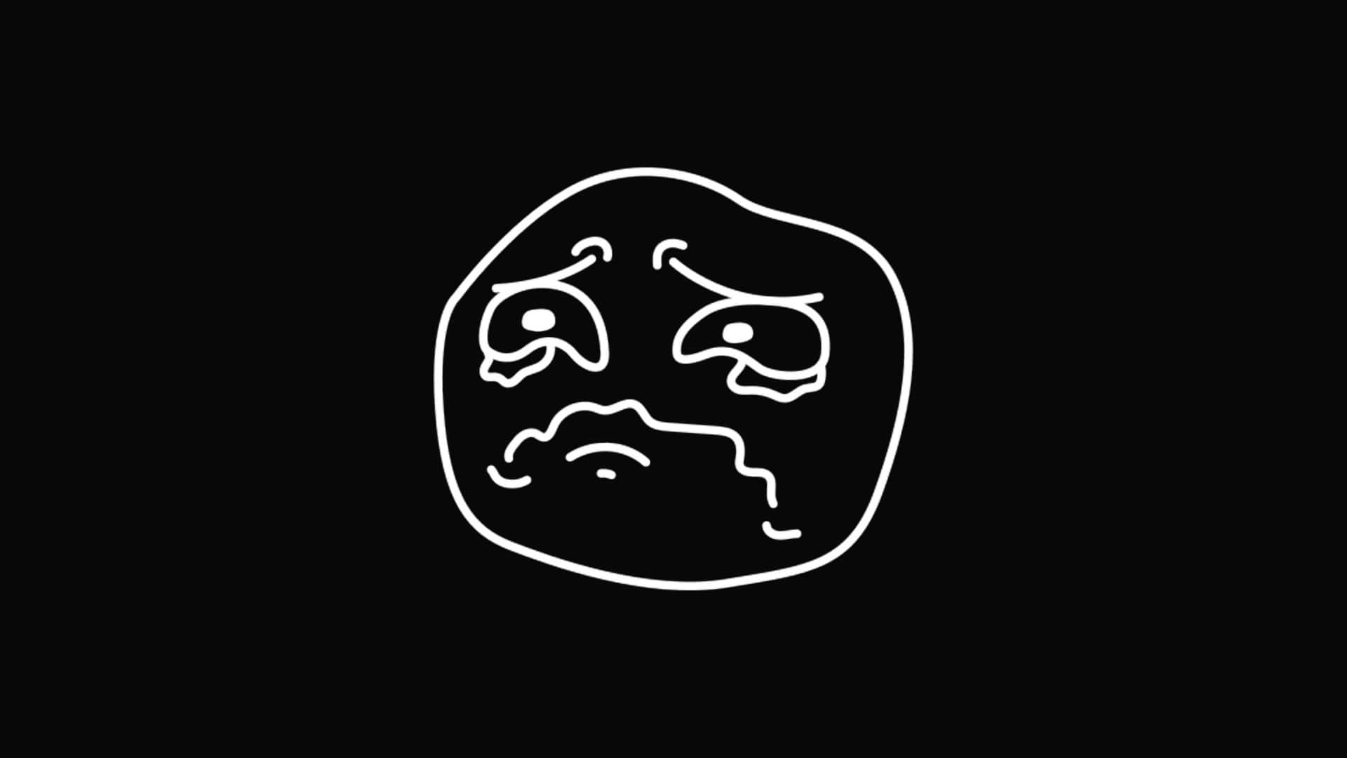 Depressed Face Meme, white line drawing, crying face, Full HD Desktop Wallpaper