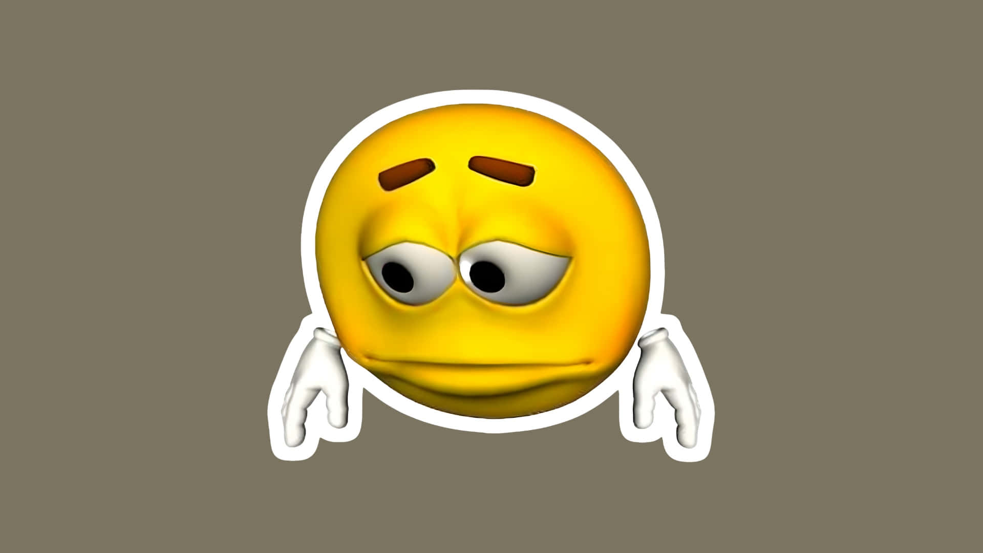 Depressed Face Meme, yellow emoji, tired eyes, Full HD Desktop Wallpaper
