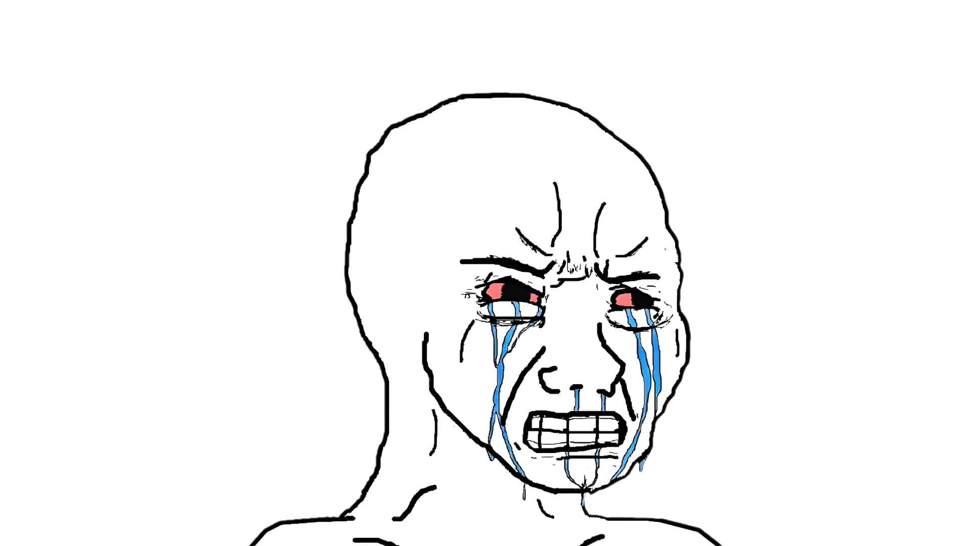 Depressed Face Meme, black and white line drawing, bald head, Full HD Desktop Wallpaper