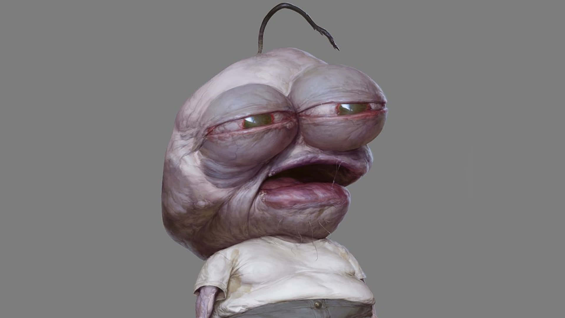 Depressed Face Meme, grotesque alien creature, bulging eyes, Full HD Desktop Wallpaper