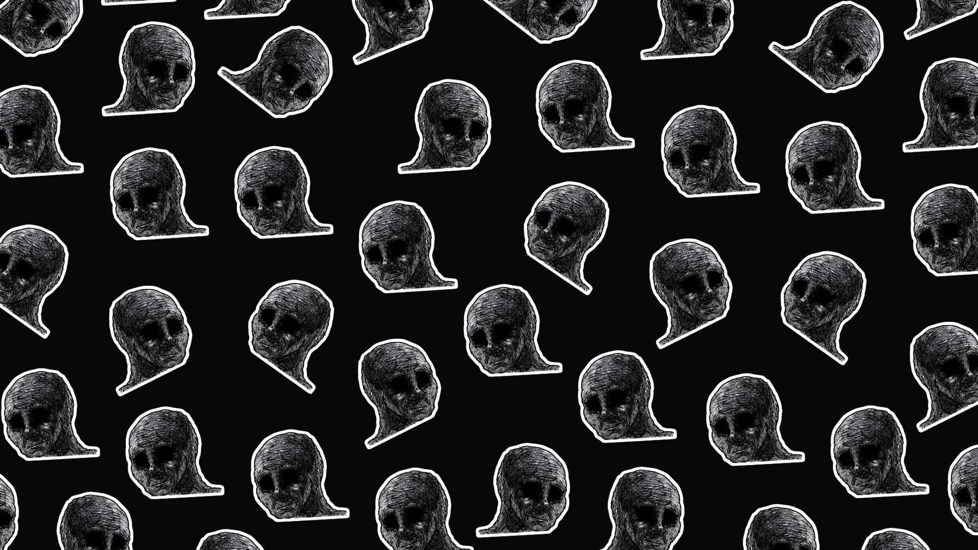 Depressed Face Meme, stylized skulls, hollow eyes, Full HD Desktop Wallpaper