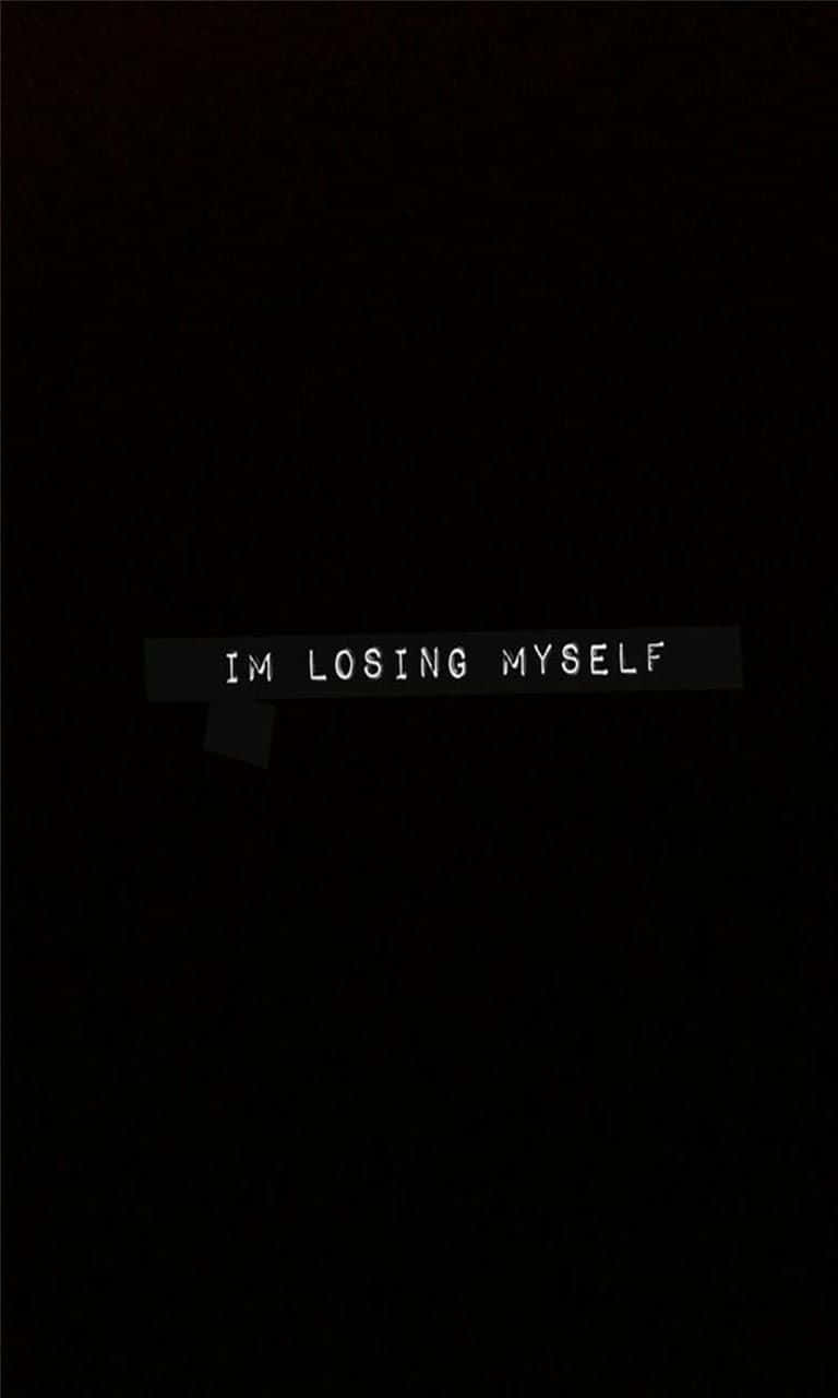 IM LOSING MYSELF, white pixelated text, dark gray banner, HD Phone Wallpaper
