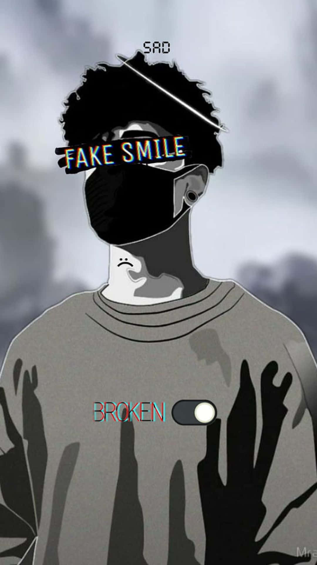 Depressing iPhone, stylized person, mask, Full HD Phone Wallpaper