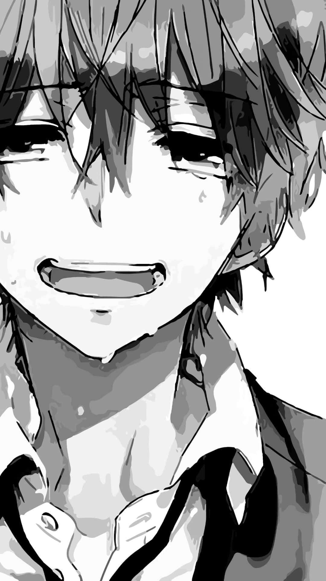 Depressing iPhone, monochrome, anime portrait, Full HD Phone Wallpaper