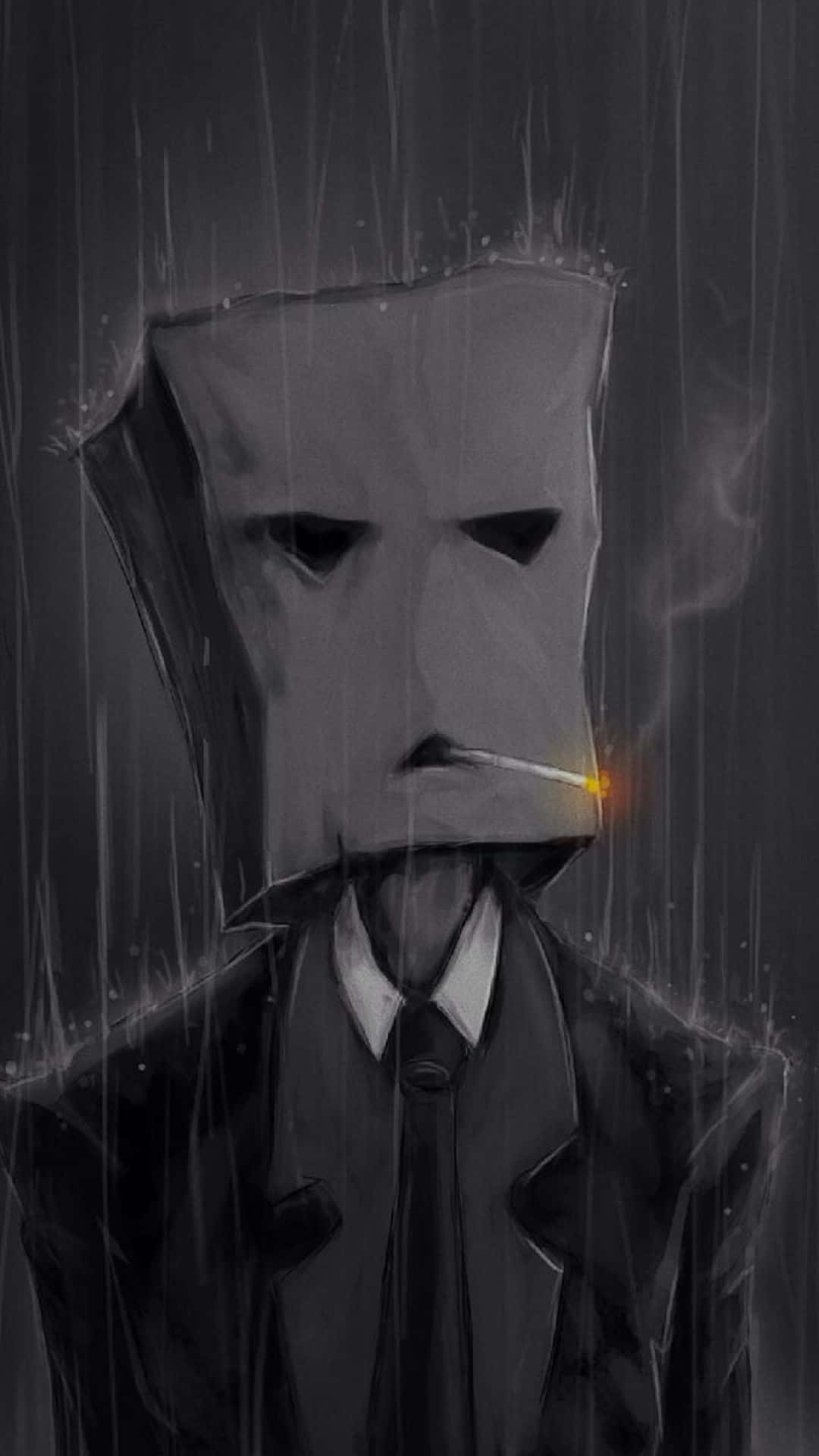 Depressing iPhone, paper bag-headed figure, suit, Full HD Phone Wallpaper