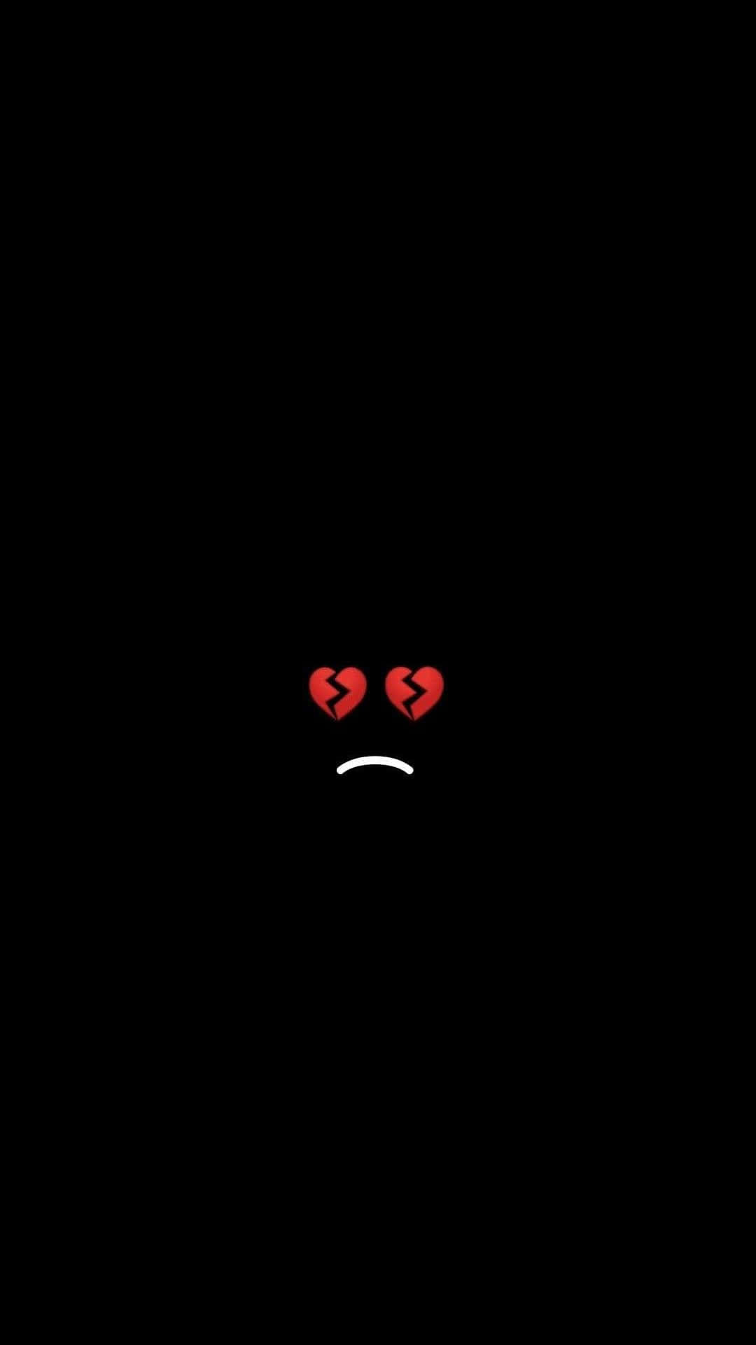 Depressing iPhone, red broken heart emojis, white frowning face emoji, Full HD Phone Wallpaper