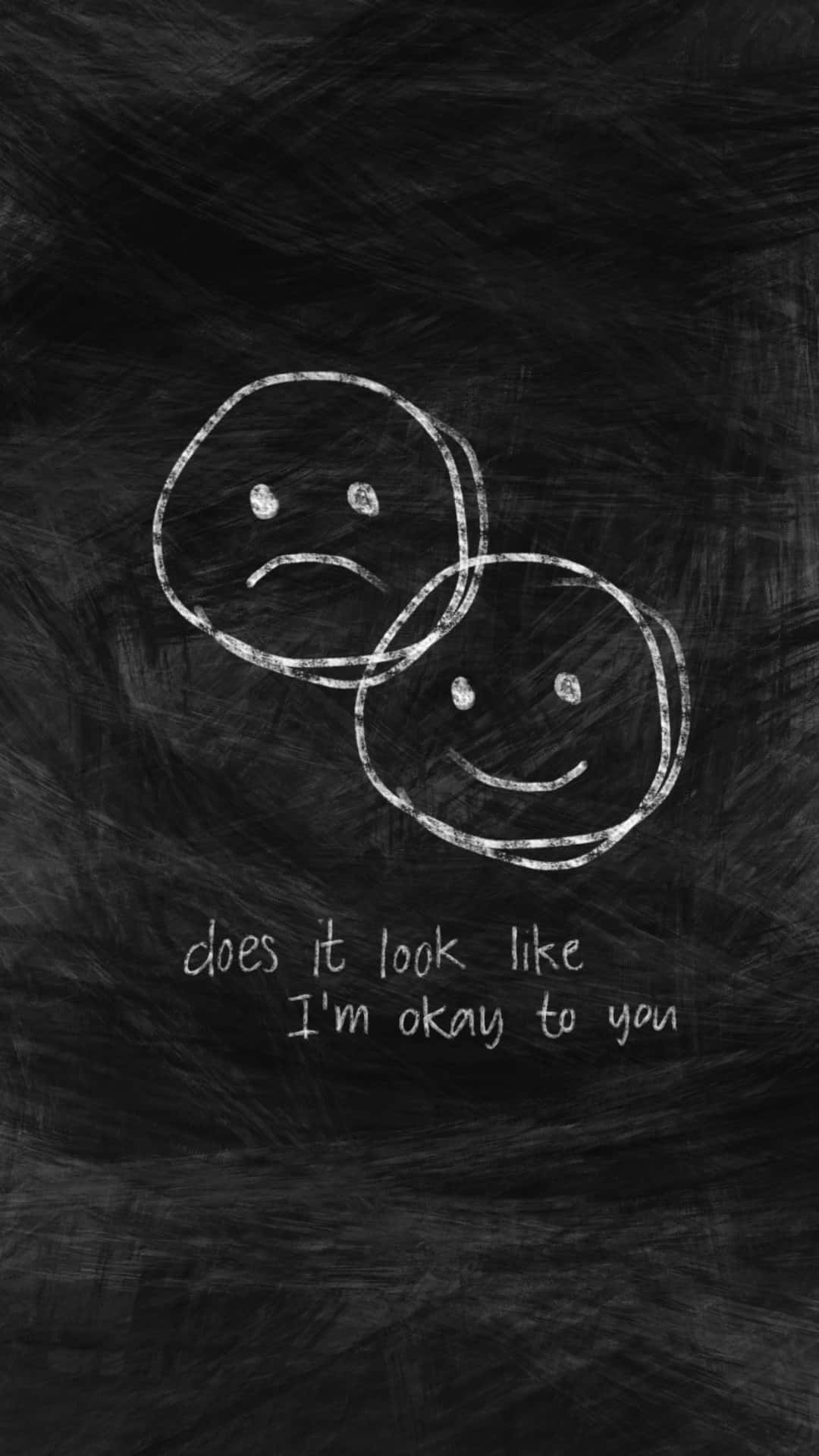 Depressing iPhone, chalk-drawn faces, blackboard, Full HD Phone Wallpaper