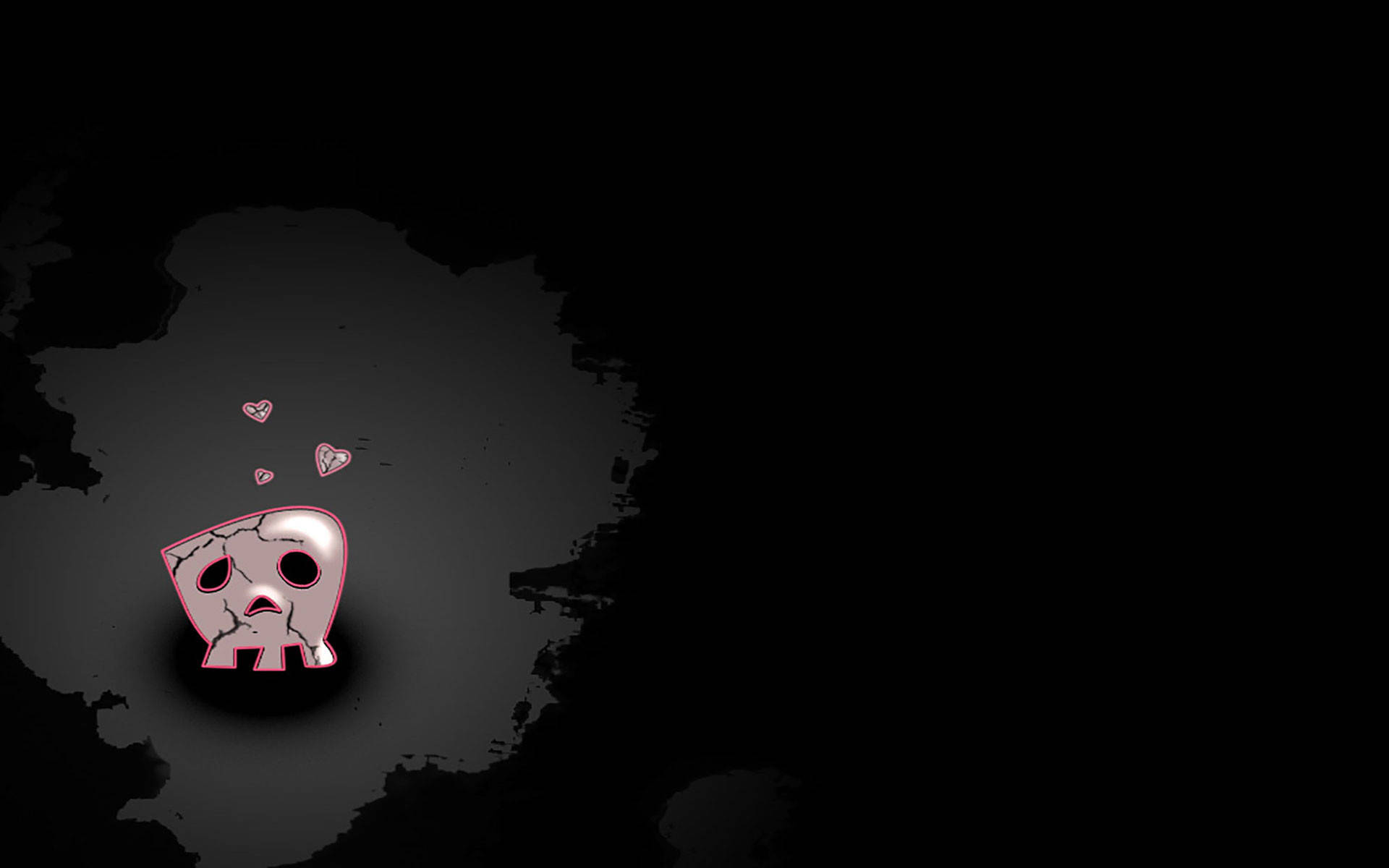 pink skull, cracked, floating hearts, Full HD Desktop Wallpaper