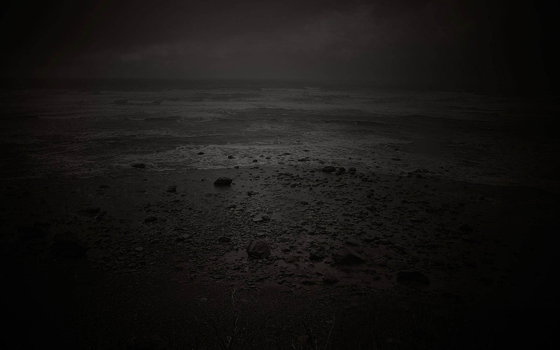 beach, night, wet sand, Full HD Desktop Wallpaper