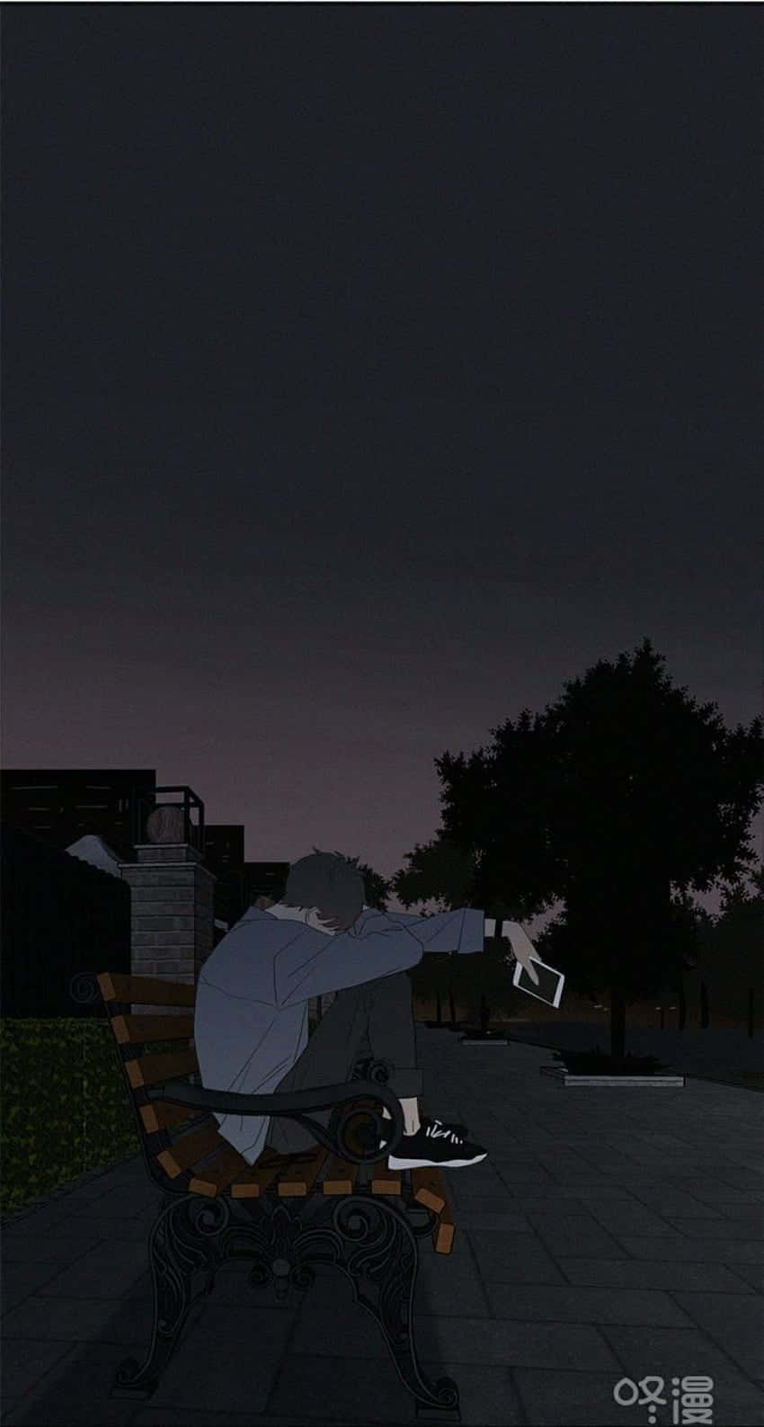 cool sad boy, park bench, twilight, HD Phone Wallpaper