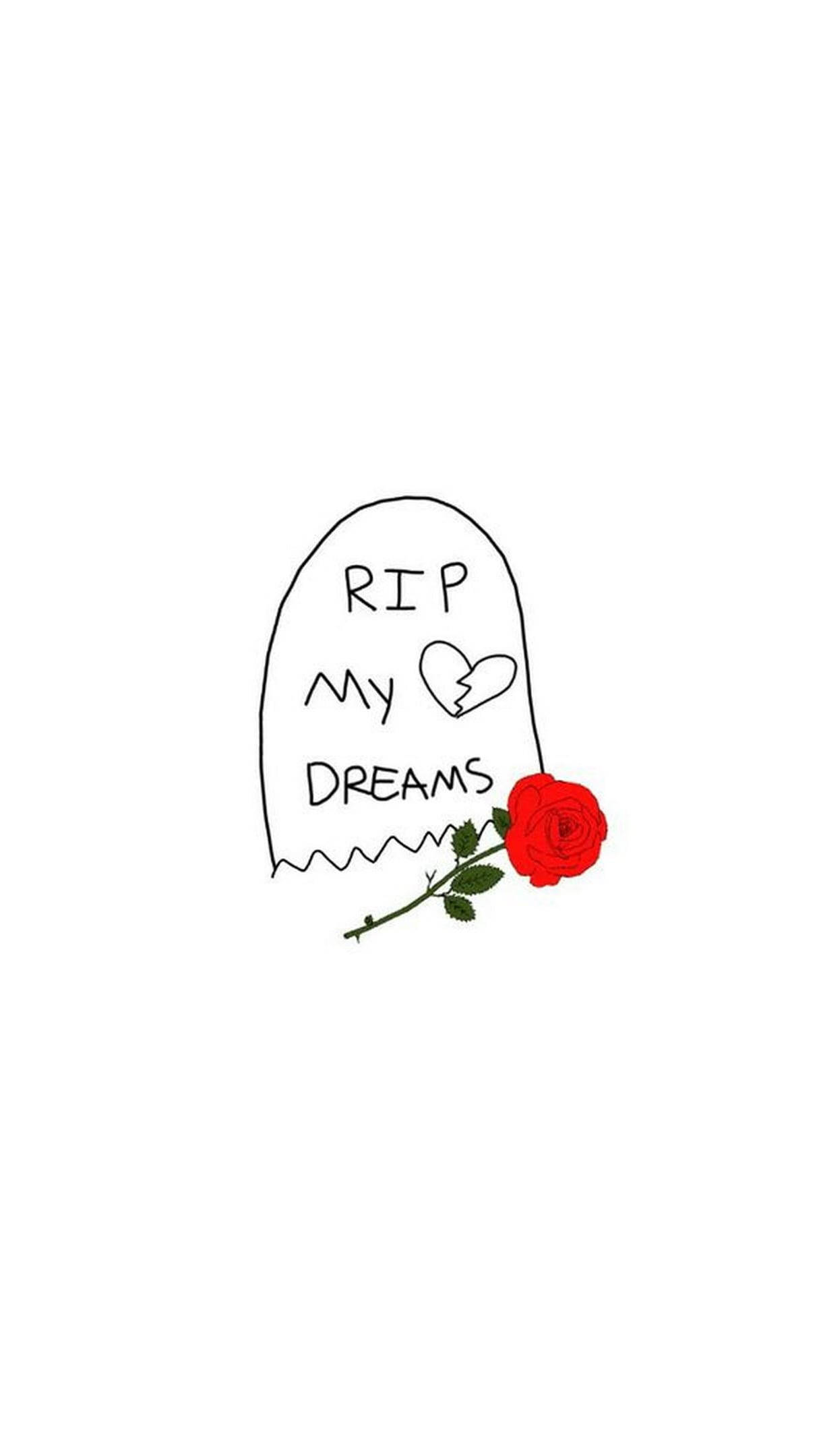 RIP MY DREAMS, broken heart, single red rose, Full HD Phone Wallpaper