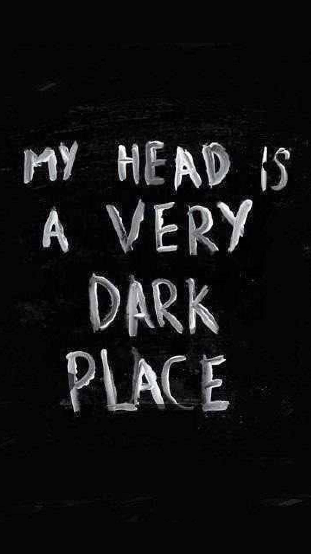 Depression Aesthetic, white chalky text, very dark place, Full HD Phone Wallpaper