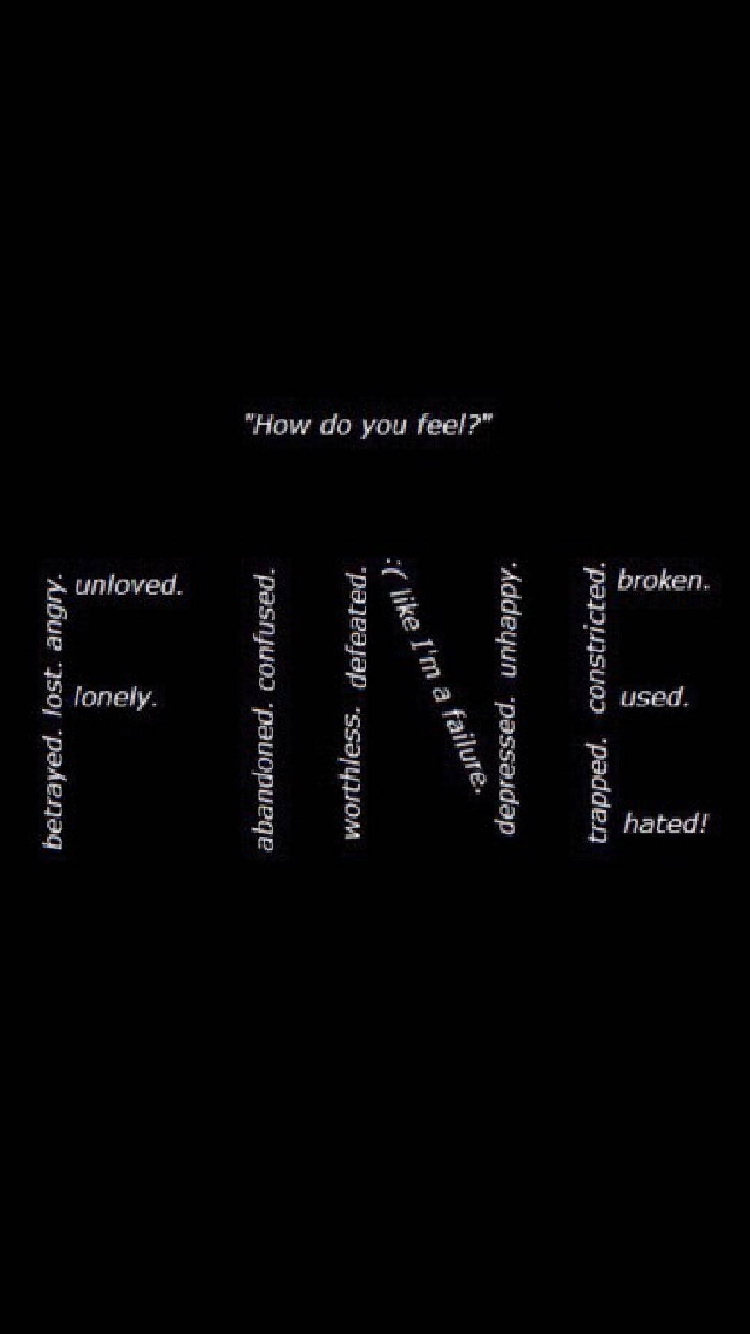 Depression Aesthetic, white text, black background, Full HD Phone Wallpaper