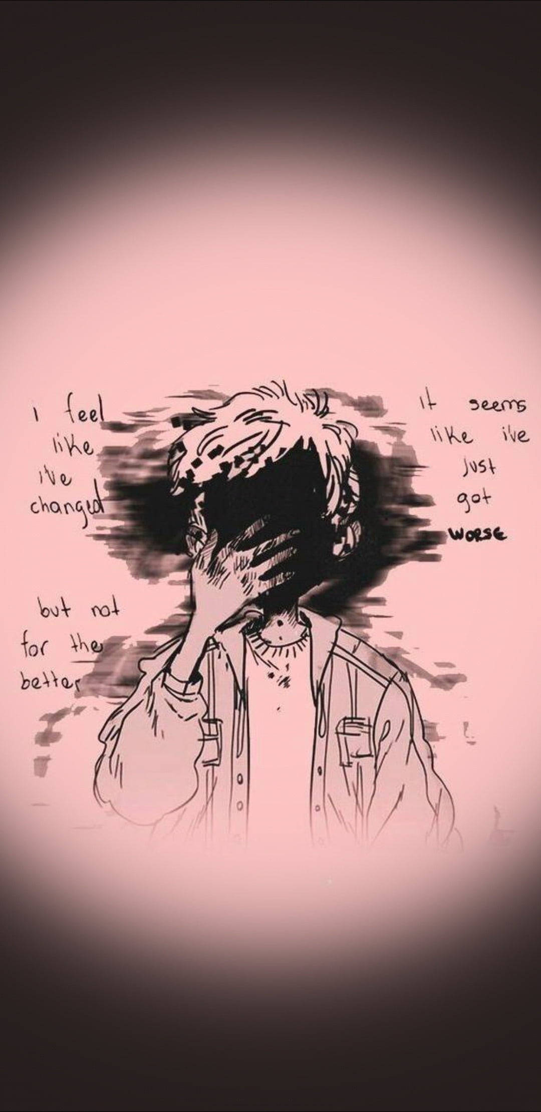 Depression Aesthetic, anime-style sketch, person covering their face, Full HD Phone Wallpaper