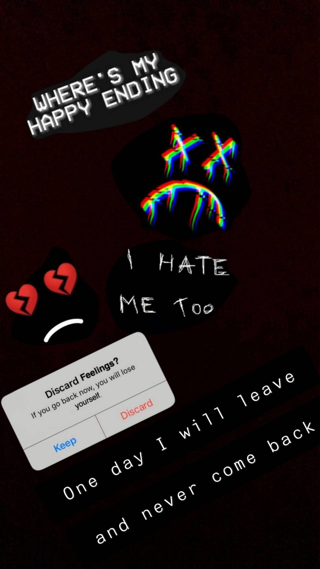 Depression Aesthetic, glitchy rainbow tears, broken heart, Full HD Phone Wallpaper
