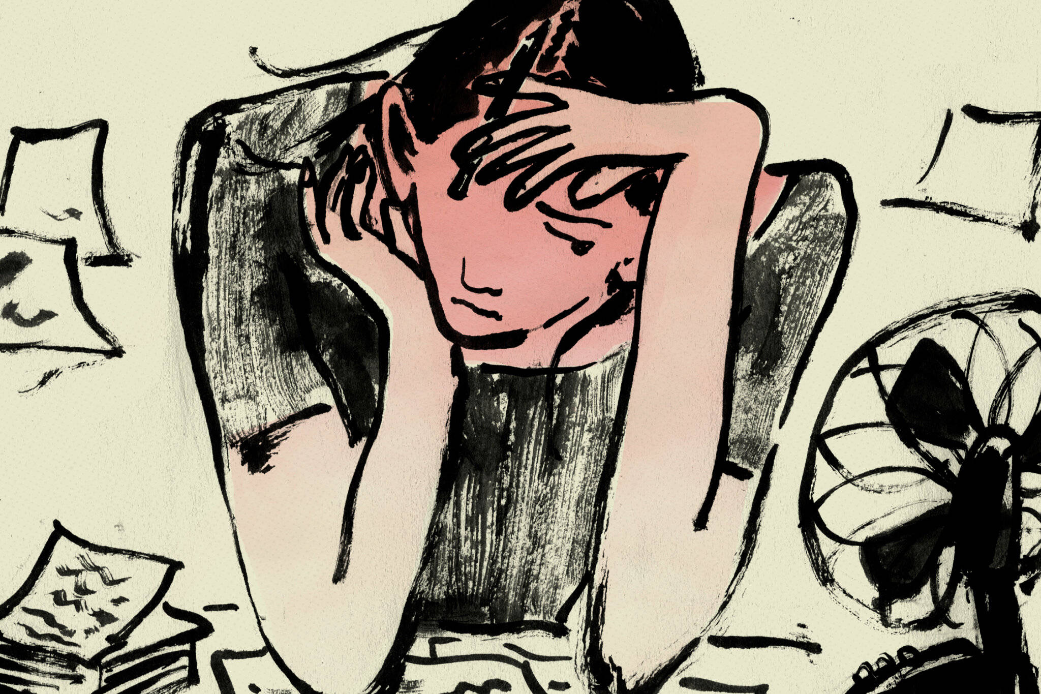 menopause depression, cluttered desk, papers, Full HD Desktop Wallpaper