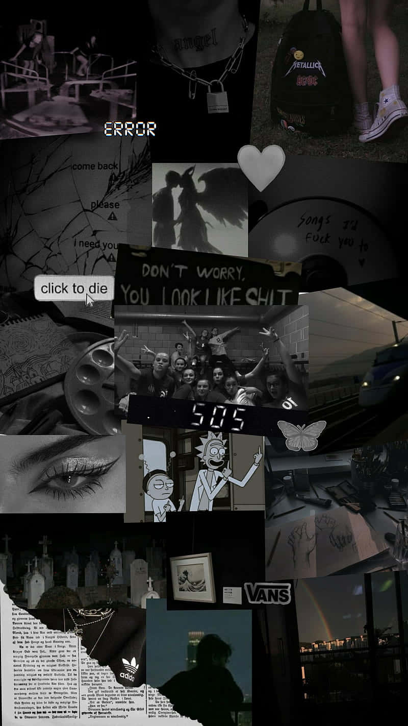 Depression Collage, Dark Aesthetic, pop culture references, HD Phone Wallpaper