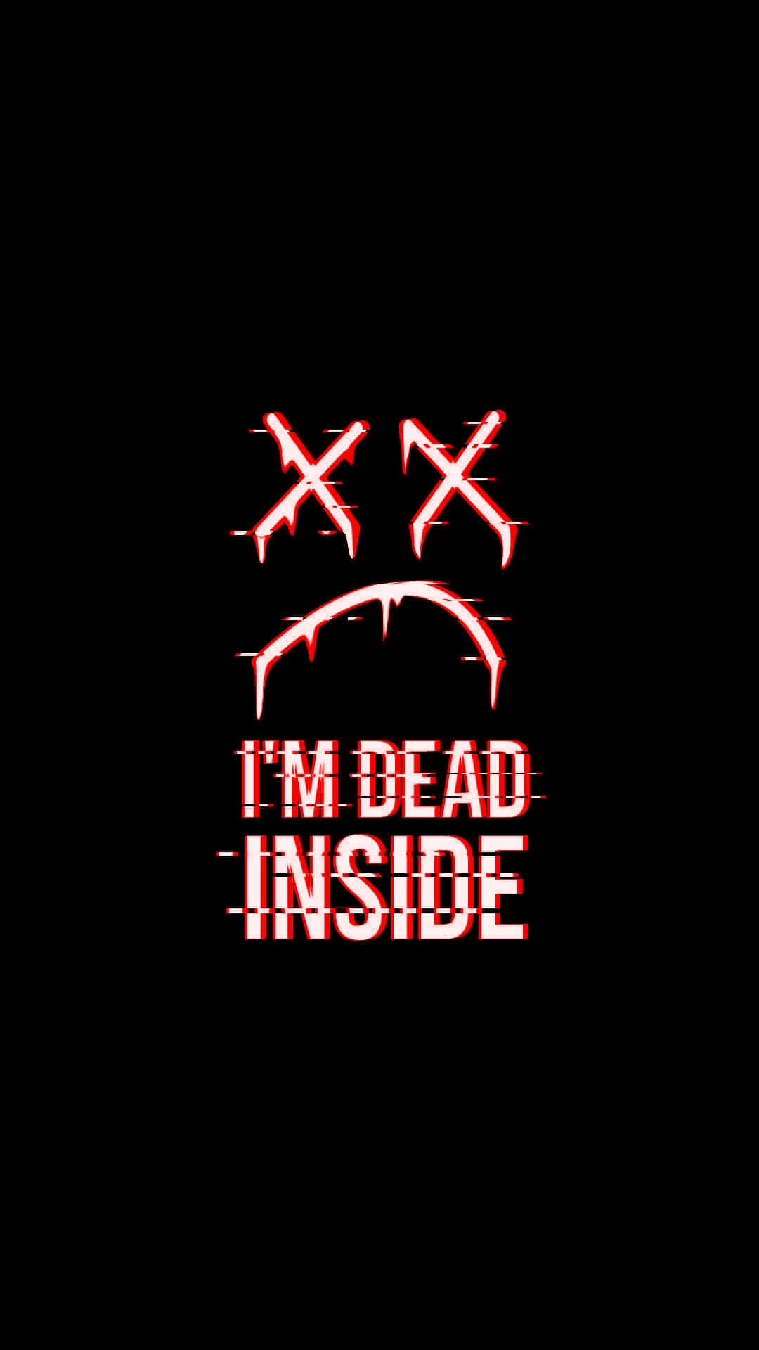 Depression Phone, glitchy red text, sad face, Full HD Phone Wallpaper