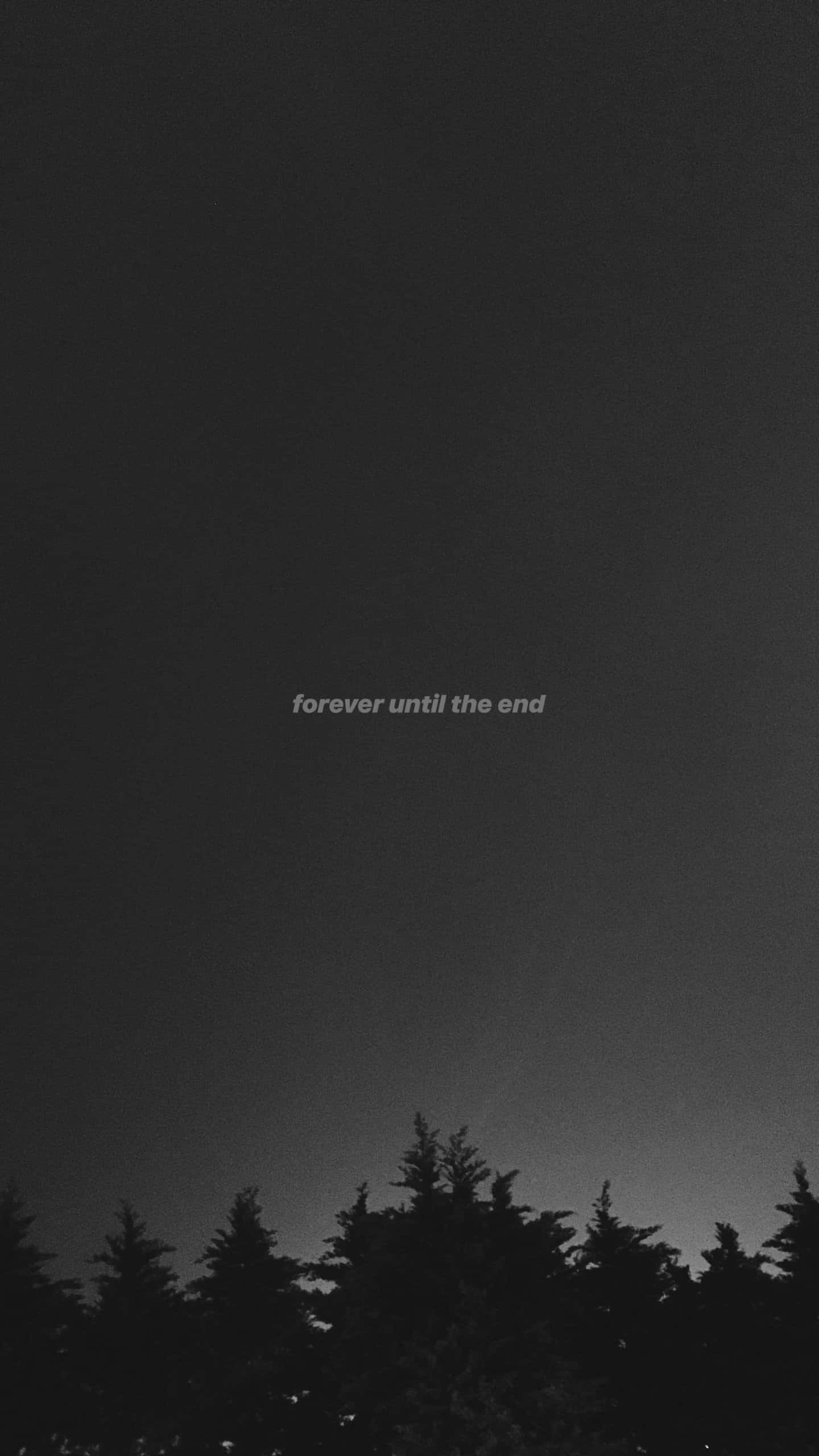 Depression Phone, black and white night sky, silhouetted trees, 2K Phone Wallpaper
