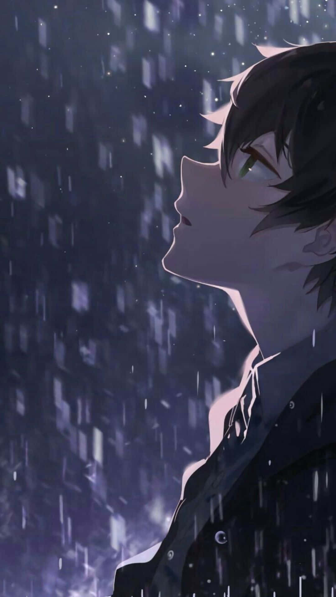 Depression Phone, anime boy, rain, Full HD Phone Wallpaper