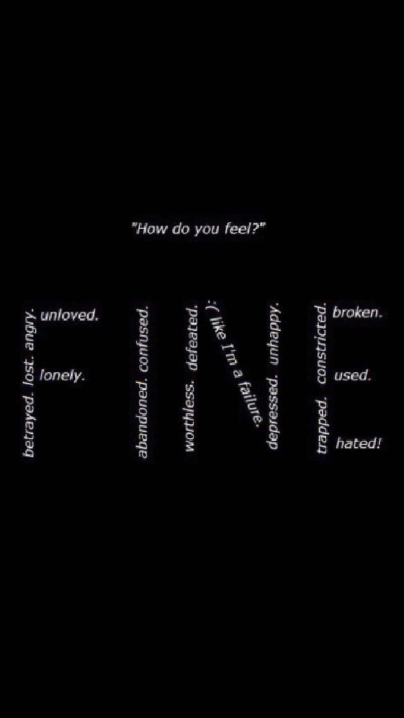 Depression Phone, white text, black background, HD Phone Wallpaper