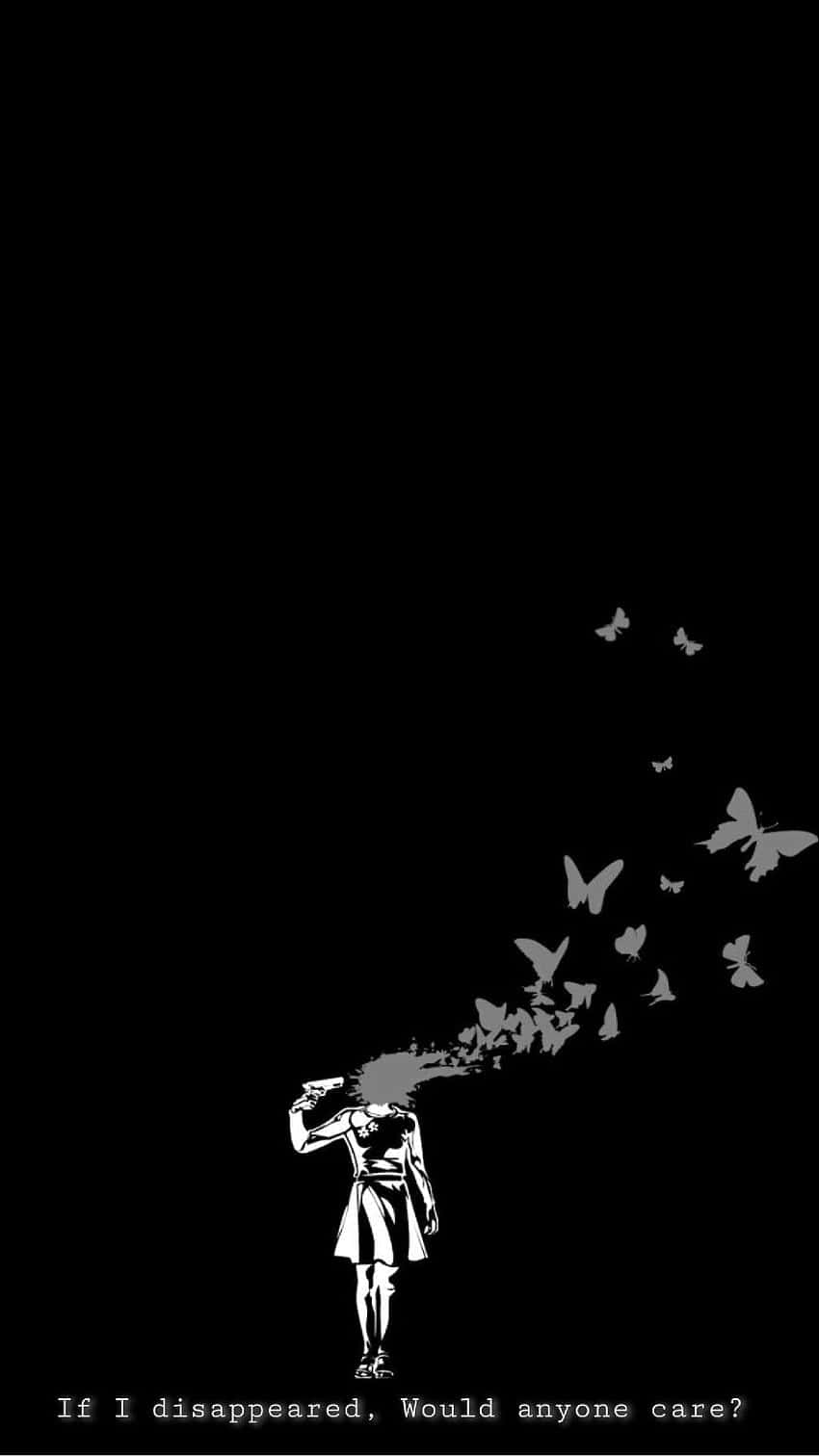 Depression Phone, black and white, figure, HD Phone Wallpaper