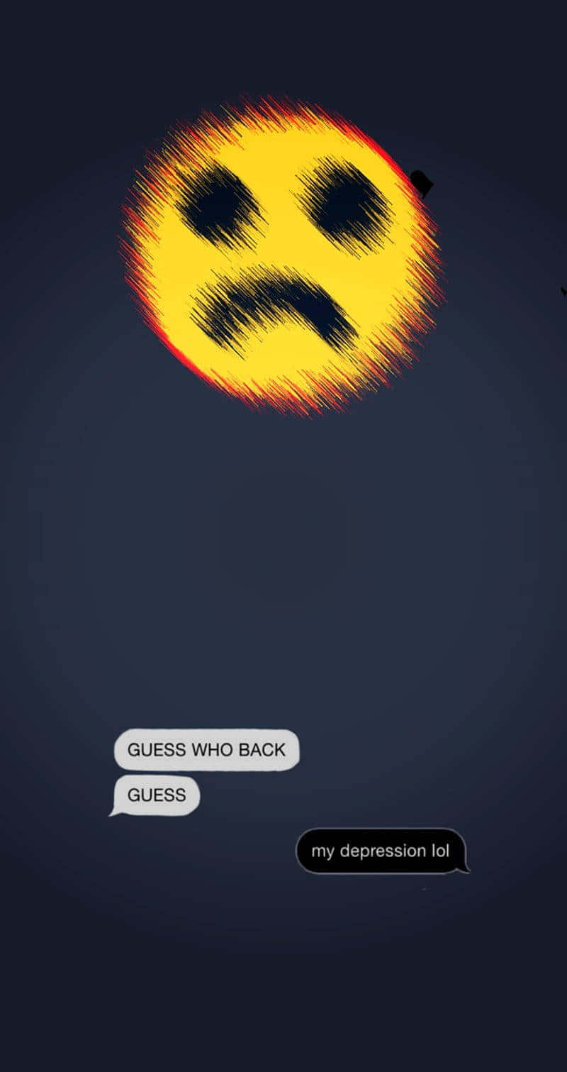 Depression Phone, distressed yellow emoji, scribbled features, HD Phone Wallpaper