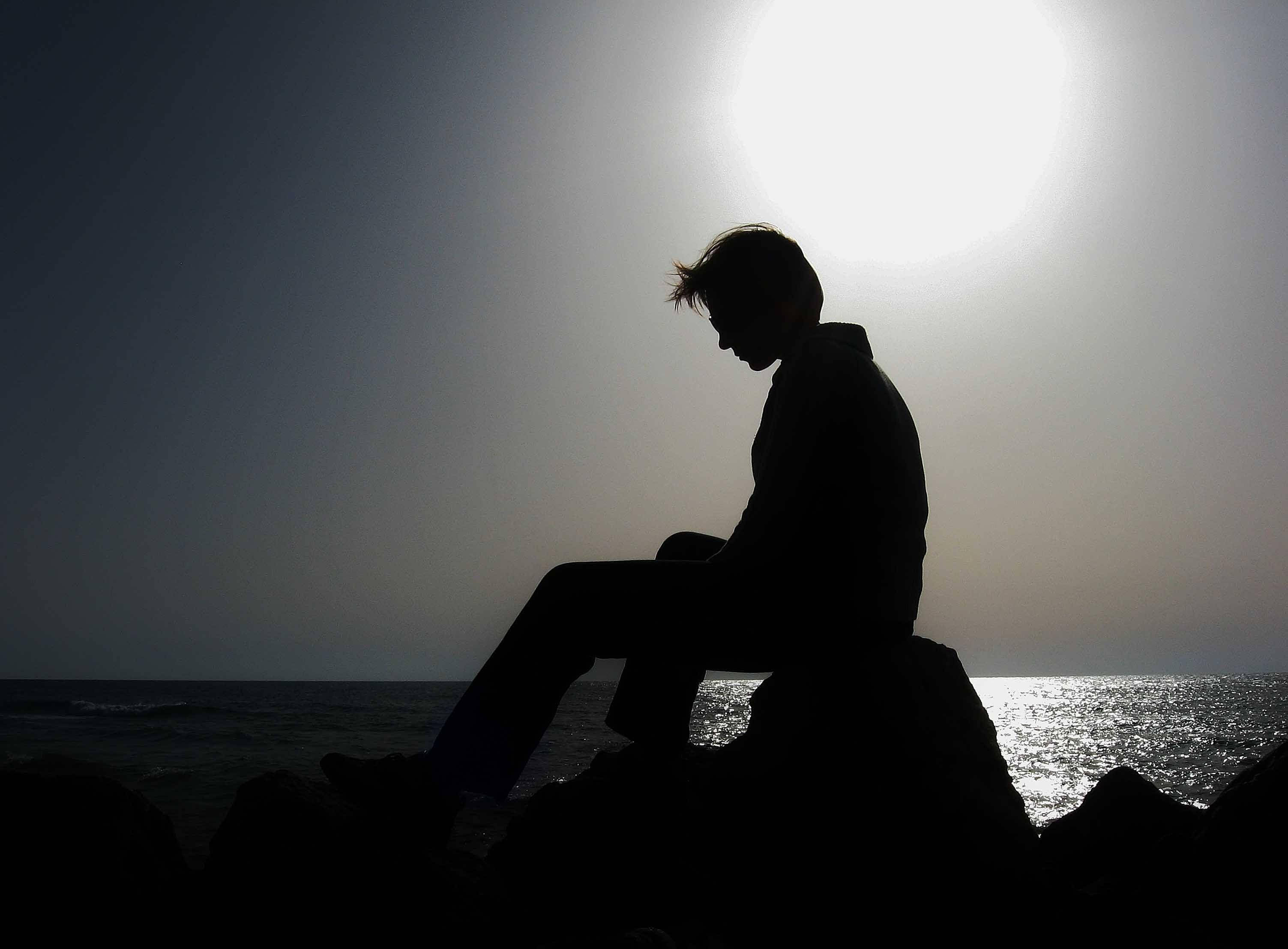 silhouette, person, rocks, 2K Desktop Wallpaper