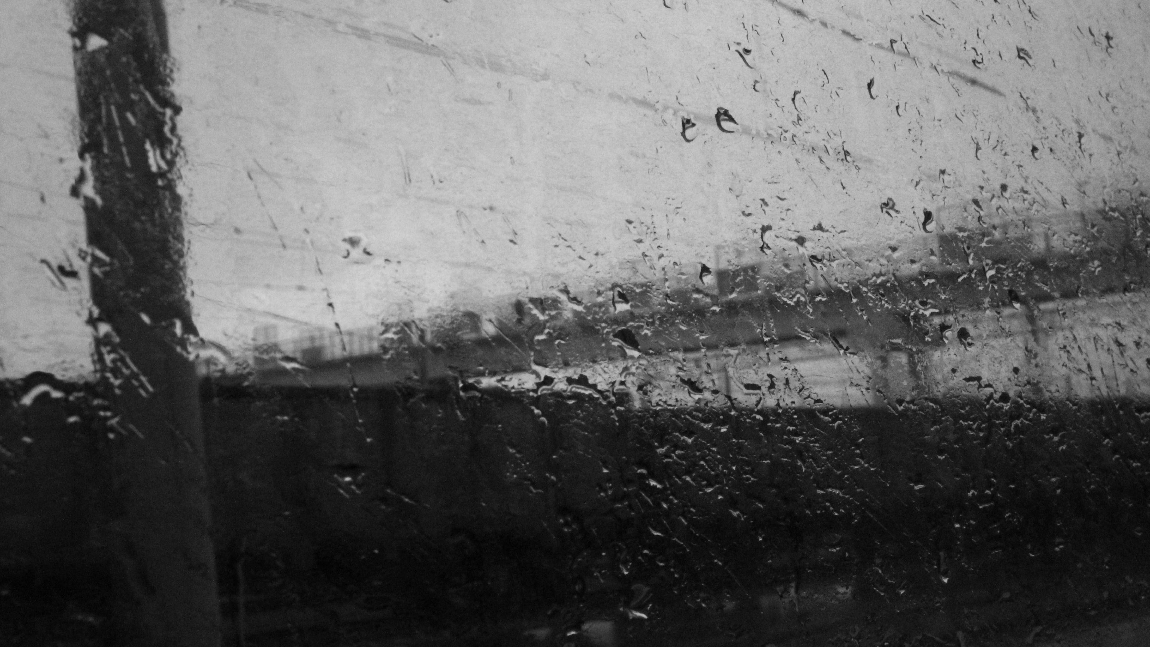 Depressing Window Sill, raindrops, gritty window, 4K Desktop Wallpaper
