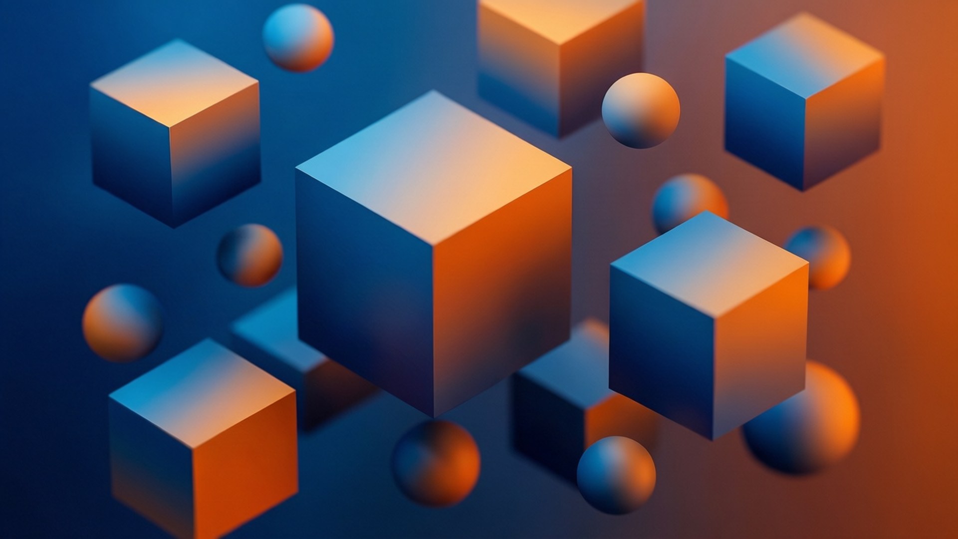 geometric depth, 3D geometric shapes, depth effect, Full HD Desktop Wallpaper