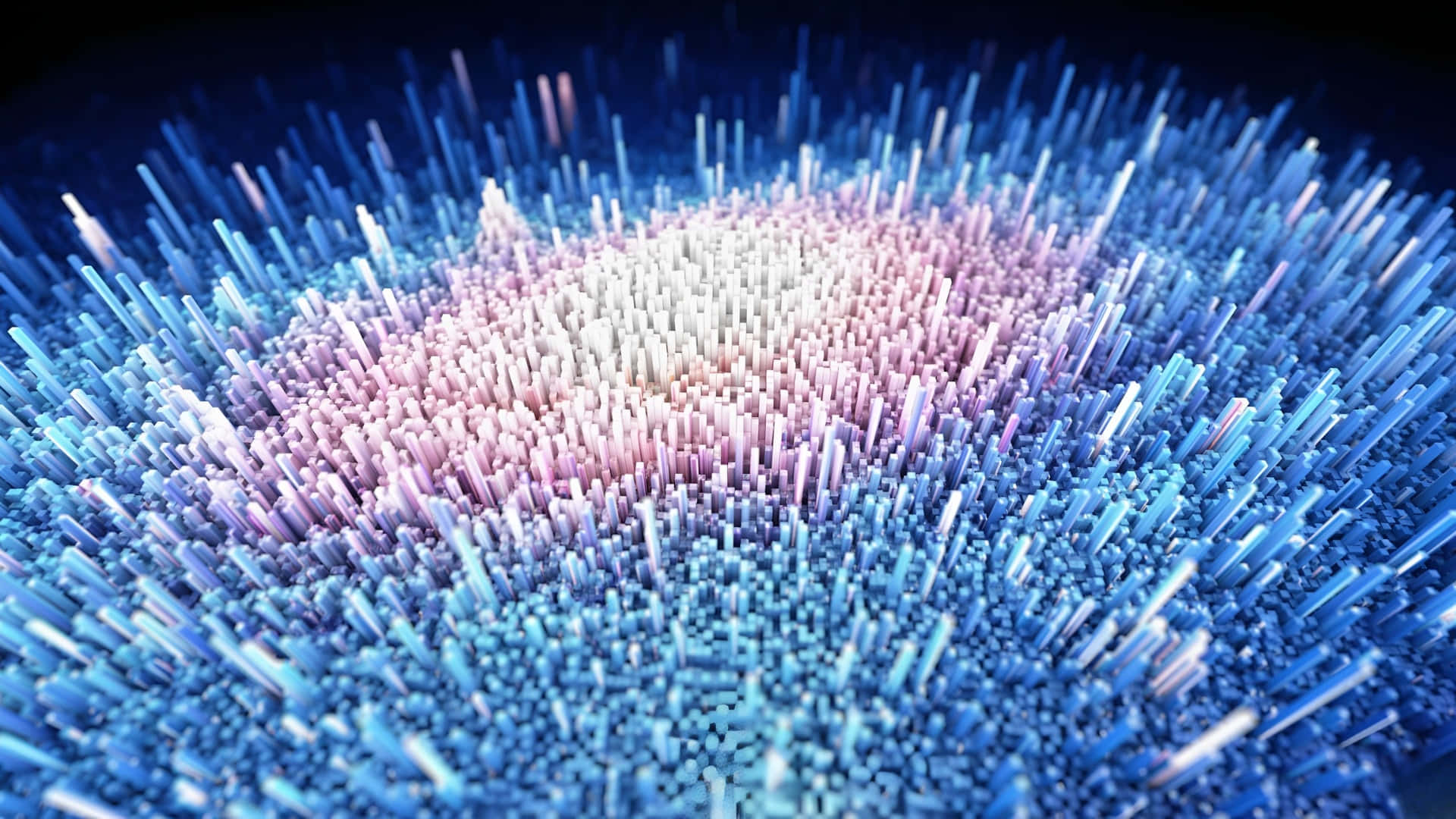 glowing blue, pink spiky structures, central bright core, Full HD Desktop Wallpaper