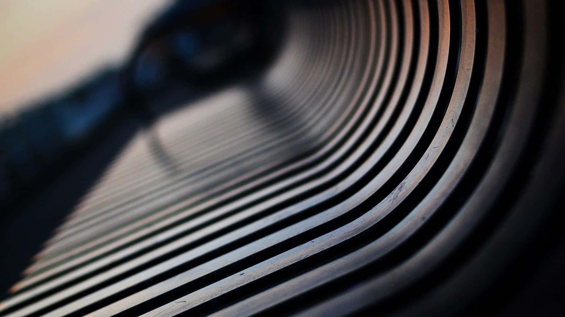 curved lines, metallic ridges, tunnel-like perspective, Full HD Desktop Wallpaper