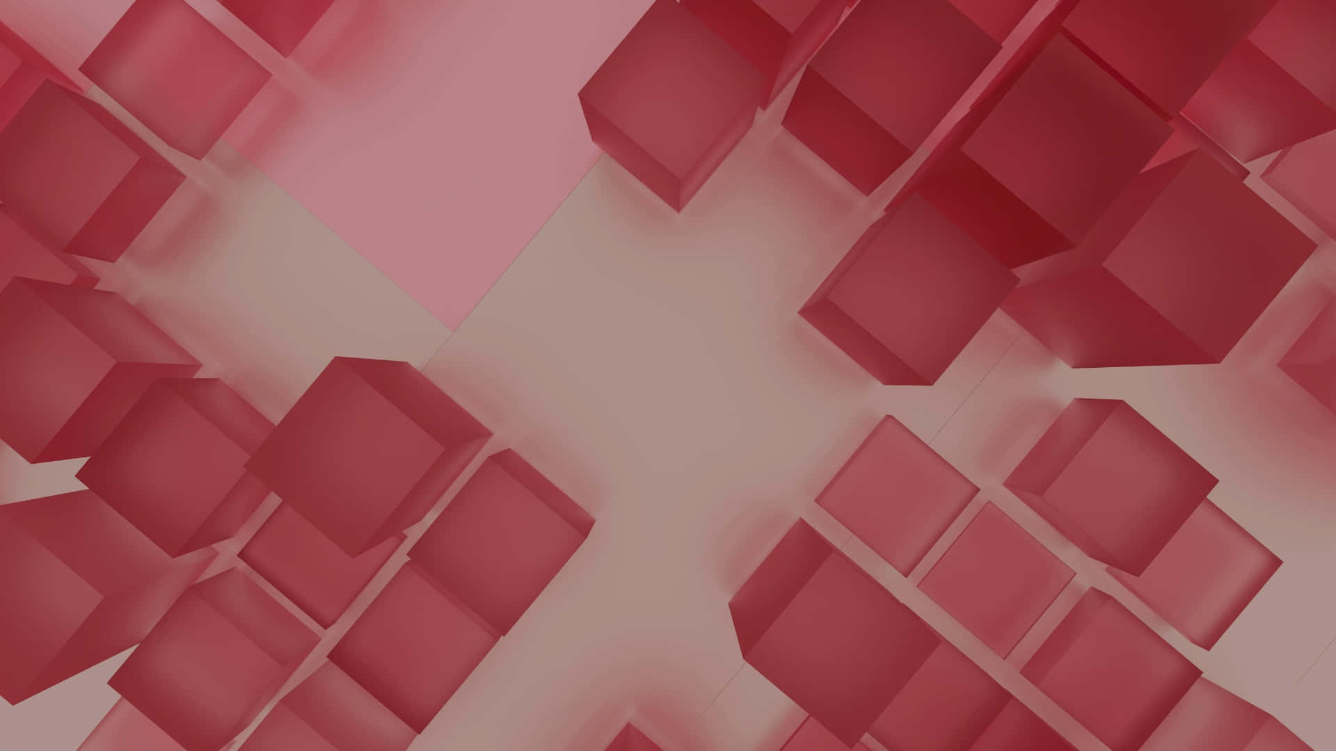 Depth Effect, seating arrangement, soft red cubes, Full HD Desktop Wallpaper