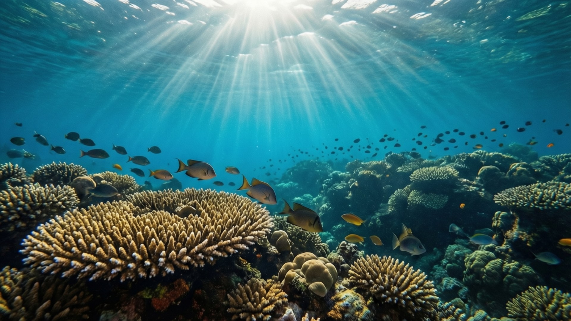 Coral Reef Depths, underwater coral reef, fish, Full HD Desktop Wallpaper