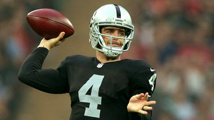 Derek Carr, black Raiders jersey, number 4, SD Desktop Wallpaper