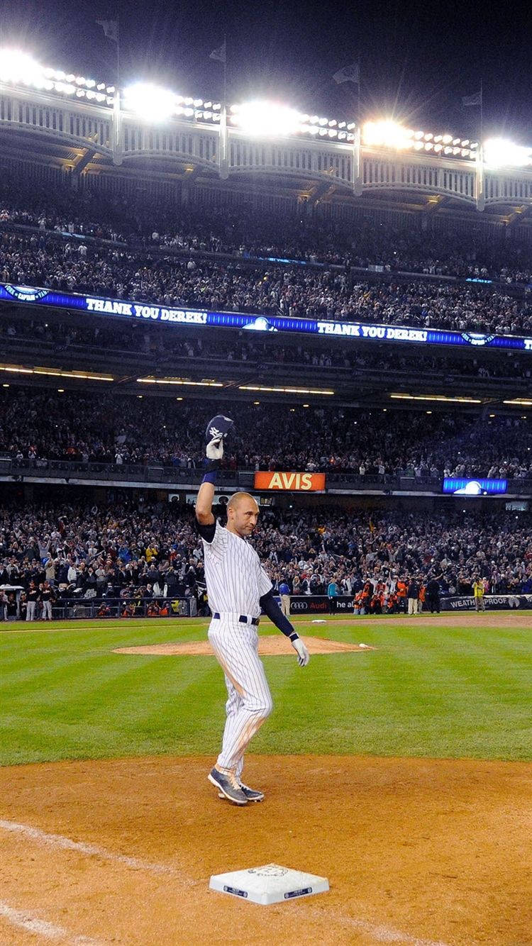 Derek Jeter, pinstripes, stadium lights, HD Phone Wallpaper