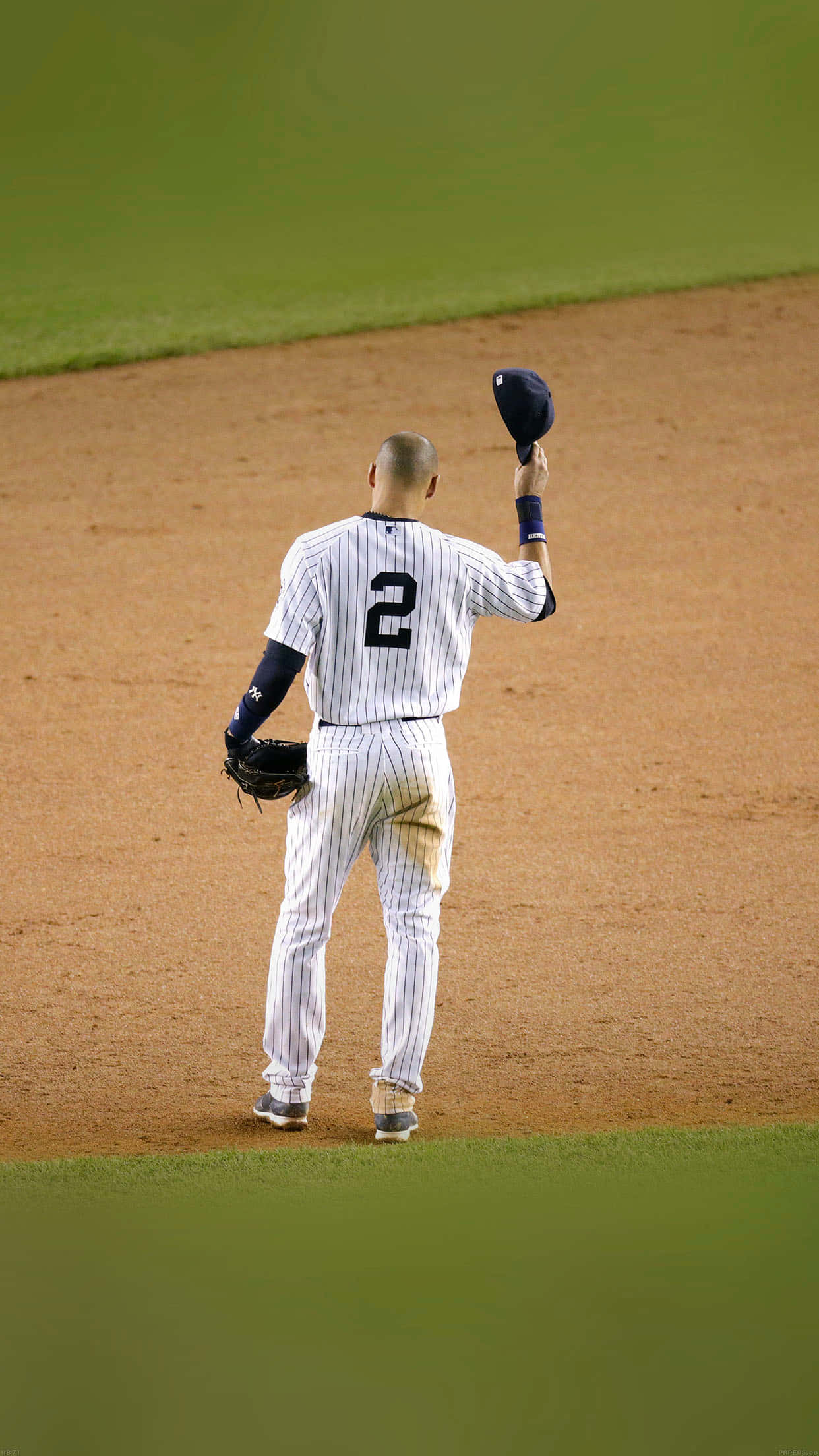 Derek Jeter, pinstriped uniform, number two, Full HD Phone Wallpaper
