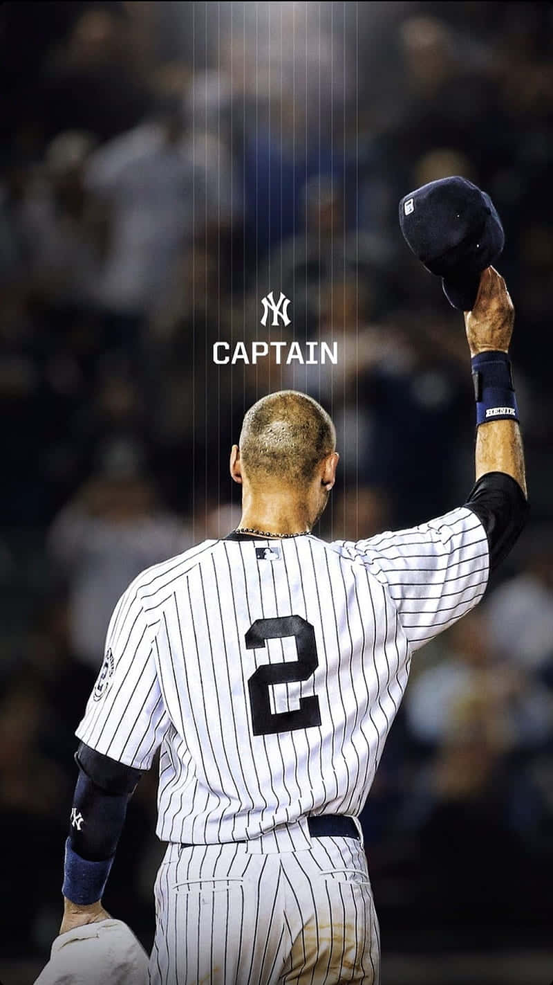 Derek Jeter, pinstripe uniform, baseball captain, HD Phone Wallpaper