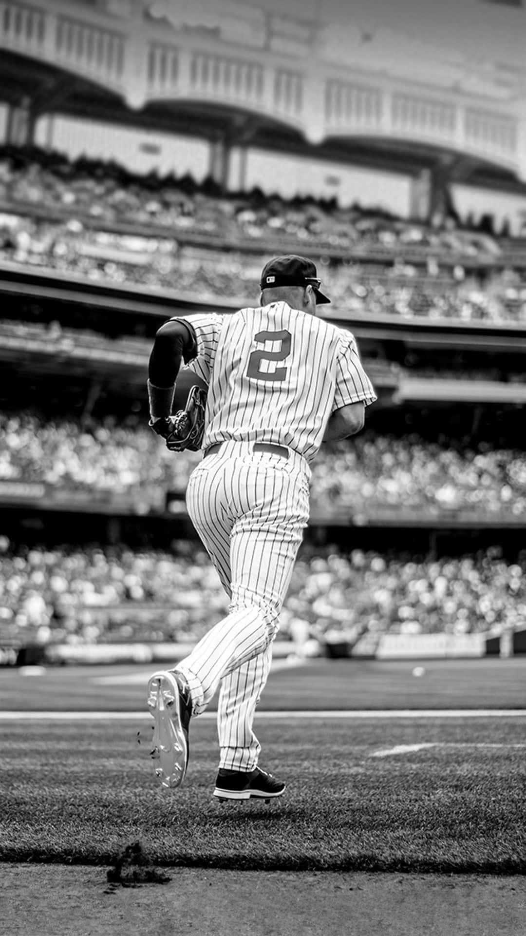 Derek Jeter, pinstriped uniform, sunlit field, Full HD Phone Wallpaper