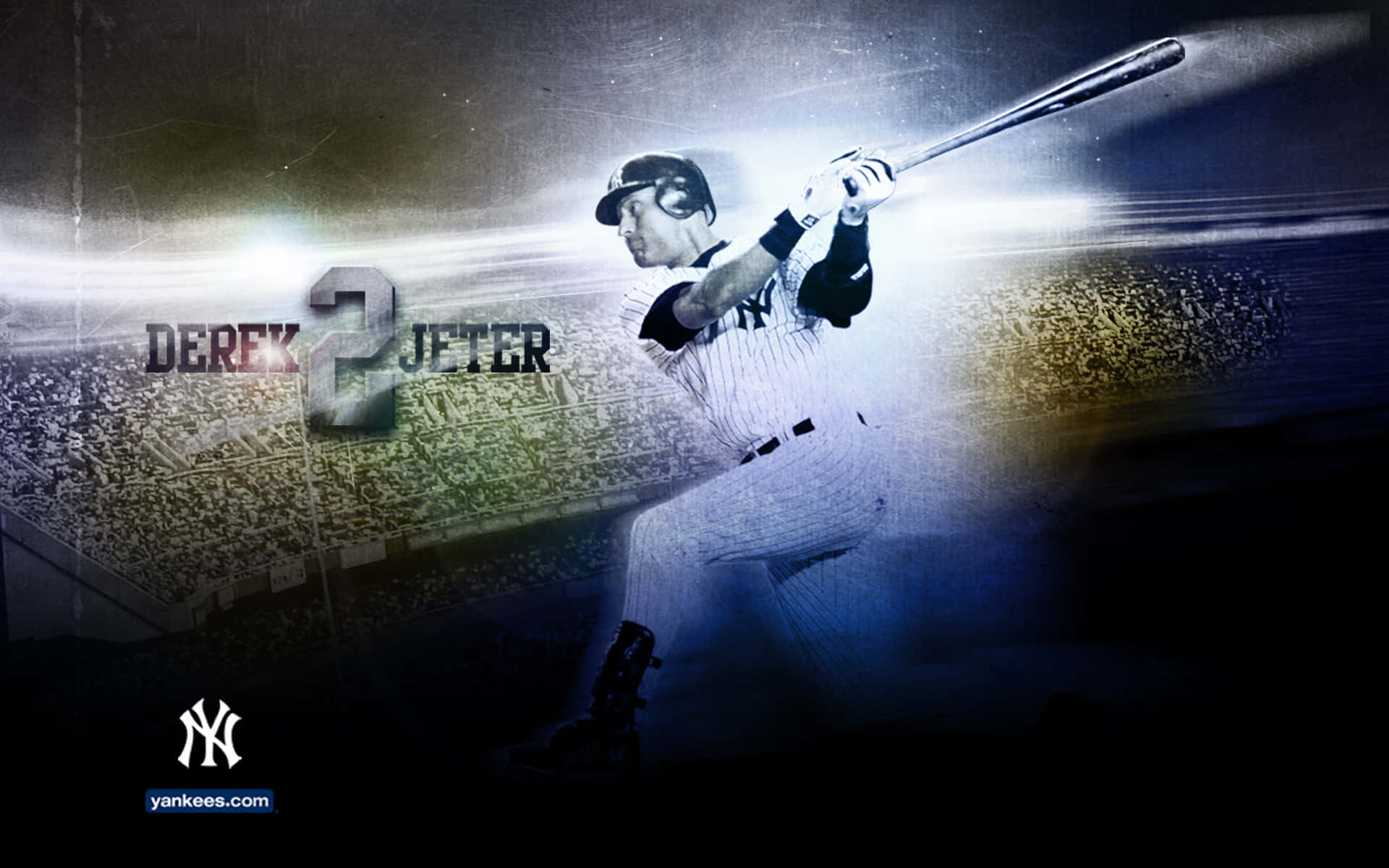 Derek Jeter, pinstripe uniform, stadium crowd, Full HD Desktop Wallpaper