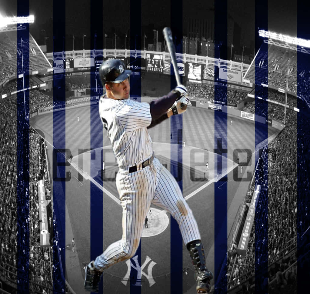 Derek Jeter, pinstriped uniform, baseball player, SD Desktop Wallpaper