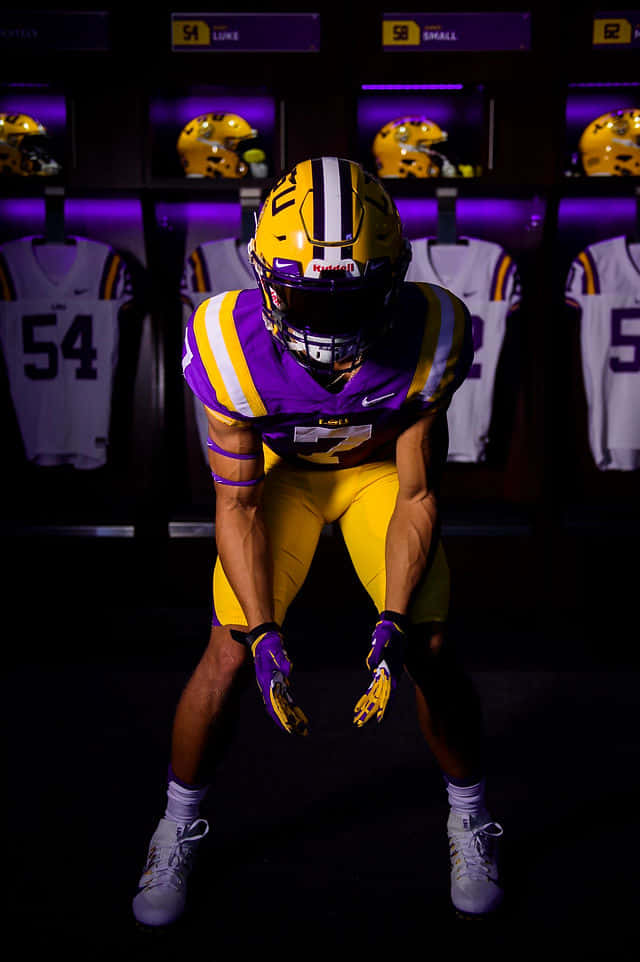 Derek Stingley Jr, purple Nike LSU jersey, purple lighting, SD Phone Wallpaper